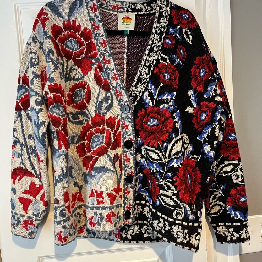 FARM Rio Black Mixed Valentina V Neck Knit Cardigan